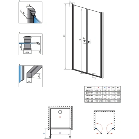 душевая дверь radaway eos dwd i 80 137713-01-01 прозрачное