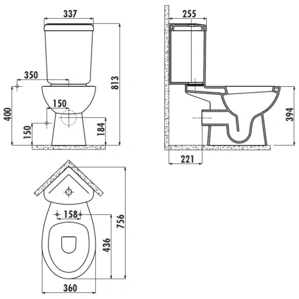 унитаз напольный creavit corner угловой sd310-11cb00e-0000 (чаша)