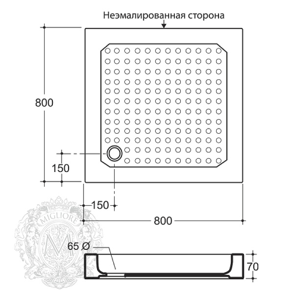 керамический душевой поддон migliore 80x80 ml.pdq-28.370.bi белый