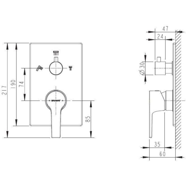 смеситель для ванны bravat prolate p69218cp-3-eng