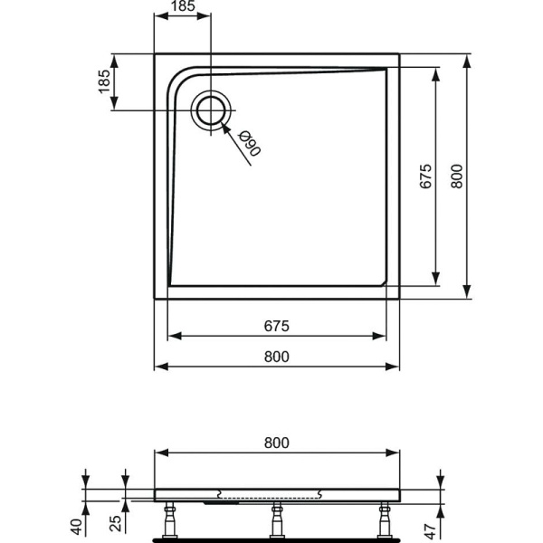 акриловый поддон для душа ideal standard ultraflat 80х80 k517201 euro white