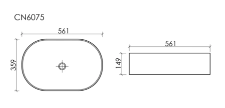 раковина ceramicanova element cn6075 накладная, 60.5x38.5 см, белая