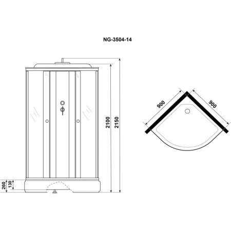 душевая кабина niagara eco 90x90 e90/26/tn без гидромассажа