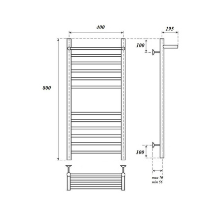 полотенцесушитель водяной point pn10148sp п11 400x800 с полкой цвет хром