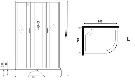 душевая кабина niagara classic 90х70 l ng-33974-14lbkg с гидромассажем