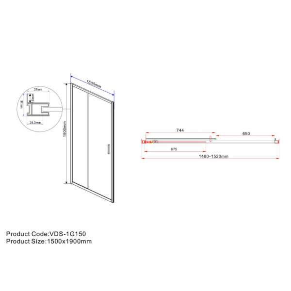 душевая дверь 150 см vincea garda vds-1g150clb прозрачное