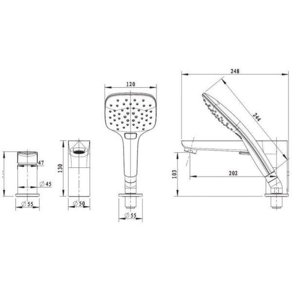 смеситель на борт ванны bravat iguassu f5173218cp-1-rus