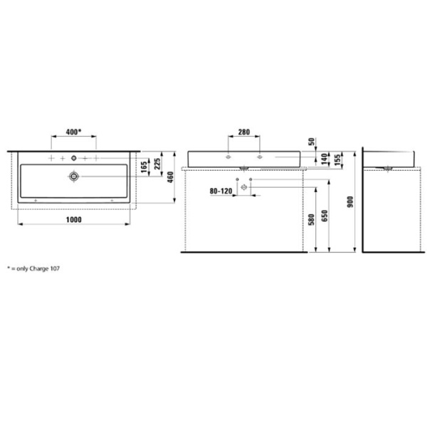 накладная раковина в ванную 100 см laufen living city 8.1843.8.000.109.1