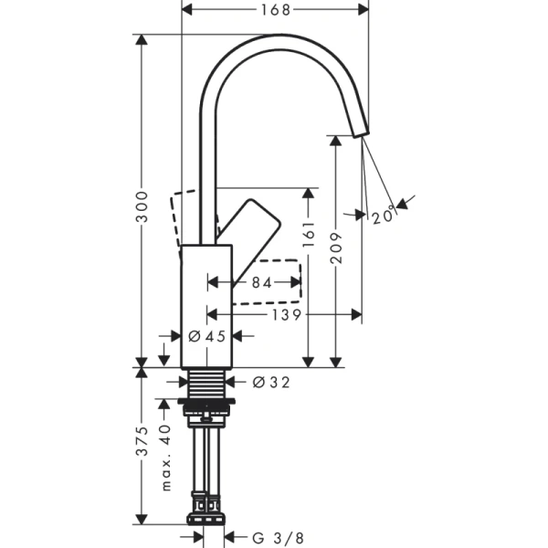 смеситель для раковины без донного клапана hansgrohe vivenis 75032670