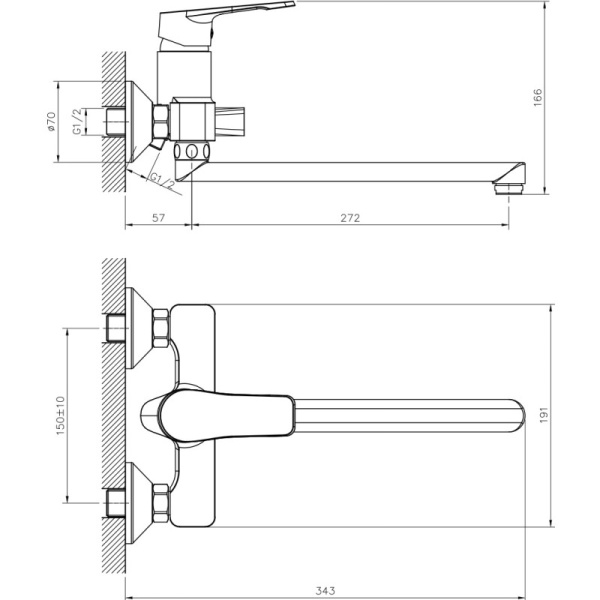 смеситель для ванны decoroom dr23 (dr23043)