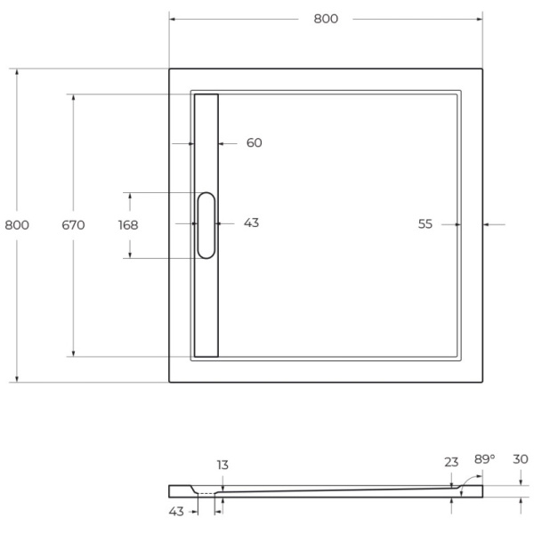 душевой поддон из литого мрамора 80x80 cezares tray-as-a-80-30-w