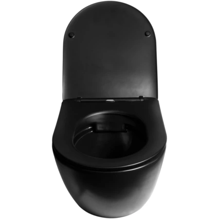 унитаз подвесной santiline sl-5018mb безободковый, с сиденьем микролифт, черный матовый