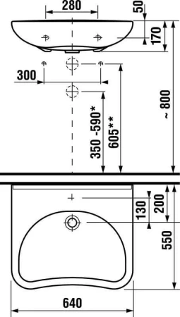 раковина подвесная roca access zru9307659, для людей с ограниченными возможностями