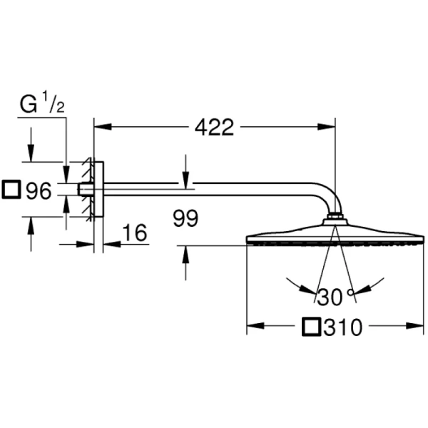 верхний душ 310 мм grohe rainshower 26563000