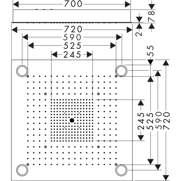 верхний душ 720x720 мм axor showersolutions 10627800