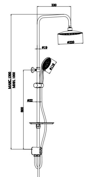 душевая система esko (st1350)