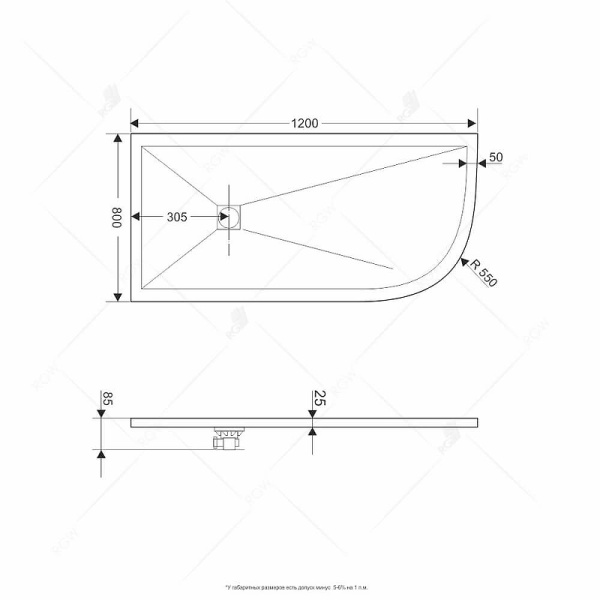 душевой поддон из искусственного камня rgw stone tray st/al-g 120х80 l 16154128-02l графит