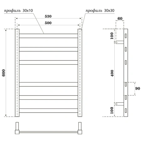 полотенцесушитель point меркурий п6 pn83156e электрический, 50x60 см, хром