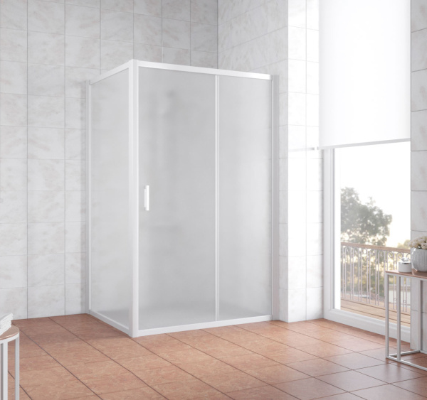 душевой уголок vegas glass zp+zpv 140*80 01 10 профиль белый, стекло сатин