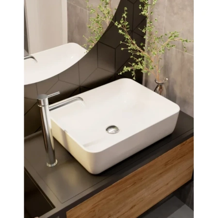 раковина aquame aqm5010 50x39см, накладная, цвет белая глянцевая