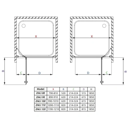 душевая дверь radaway torrenta dwj 80 l графитовое