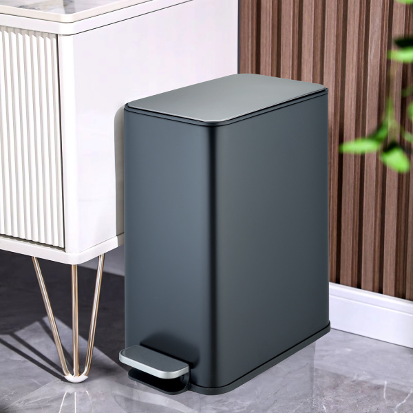 Мусорное ведро Weltwasser WW Paolo BL 15L с педалью, черный матовый