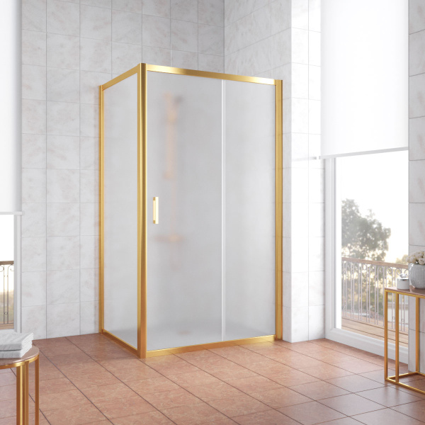 душевой уголок vegas glass zp+zpv 100*70 09 10 профиль золото, стекло сатин