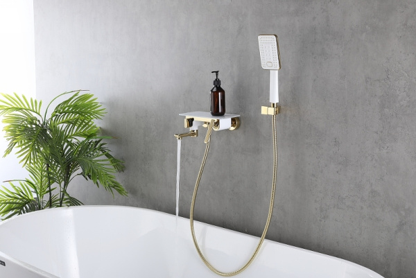 смеситель для ванны lemark mista lm6414wg золото белый