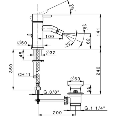 смеситель для биде cisal less new ln00055040