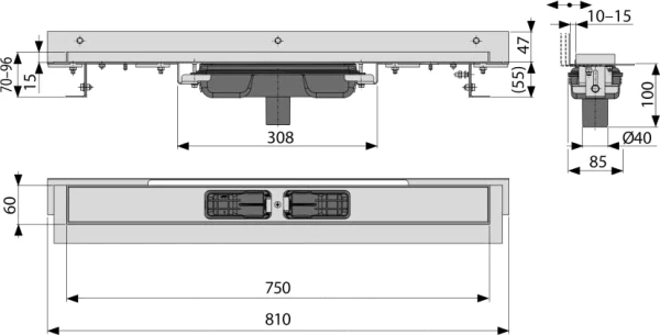 душевой лоток alcaplast apz1104-750 без решетки