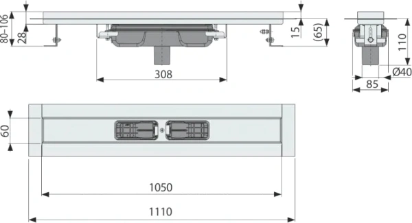 душевой лоток alcaplast apz1106-1050 без решетки