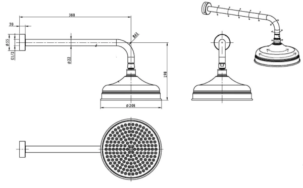 верхний душ boheme imperiale 411 золото