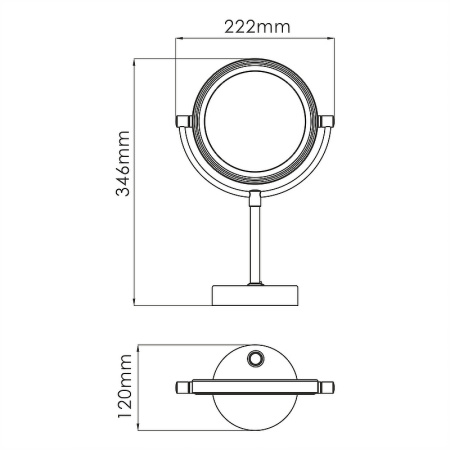 косметическое зеркало wasserkraft k-1005black с подсветкой с увеличением, цвет черный матовый