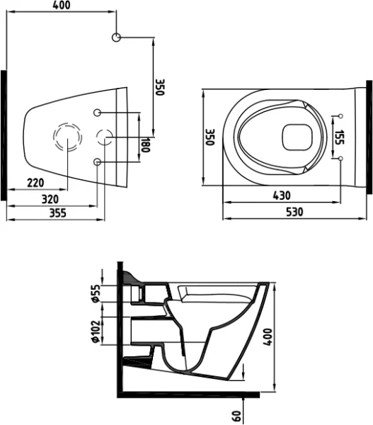 унитаз подвесной bien mineral mnka052n1ve0w5000 безободковый, с функцией биде, со встроенным смесителем, быстросъёмная крышка-сиденье микролифт, цвет белый