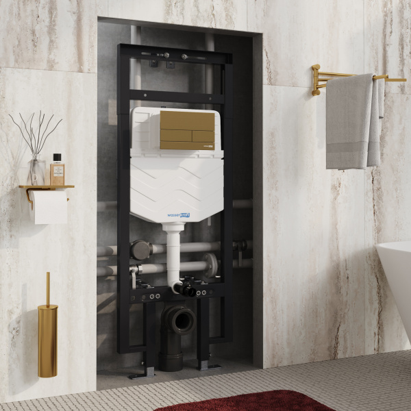 система инсталляции для унитазов wasserkraft dinkel 58tlt.010.me.mg04 с кнопкой смыва, цвет золото матовое