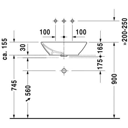 раковина duravit bacino 0334520000 накладная 55x42 см, белая