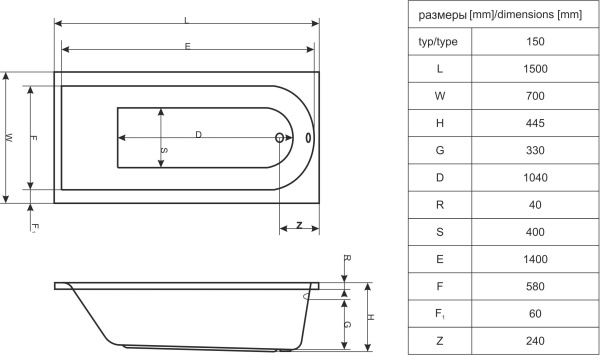 акриловая ванна excellent actima aurum aero waac.aur15aero 150x70