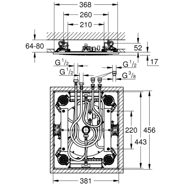 верхний душ 456x381 мм grohe rainshower f-series 27939001