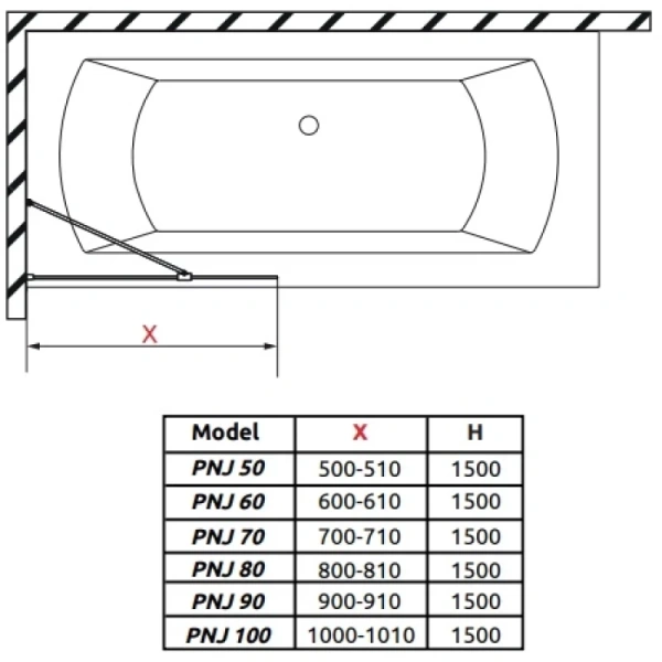 шторка для ванны radaway modo new black pnj ii frame 60 10006060-54-56 прозрачное