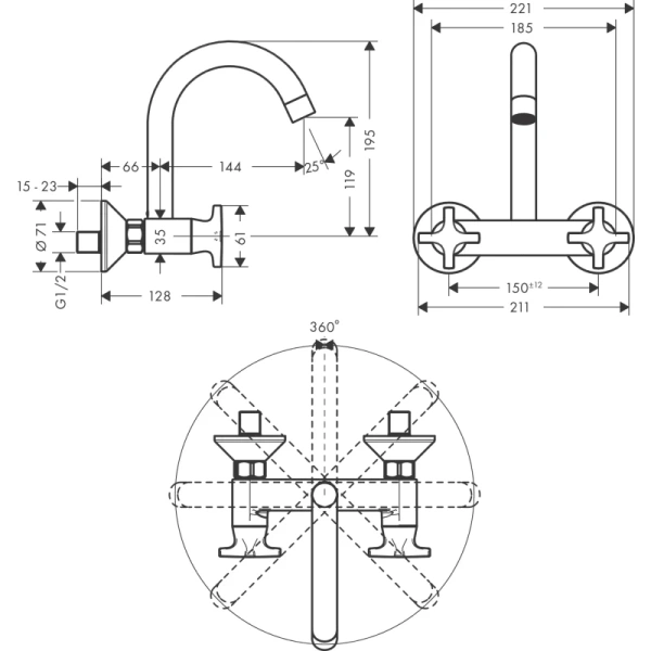 смеситель для кухни hansgrohe logis m32 71286000, хром