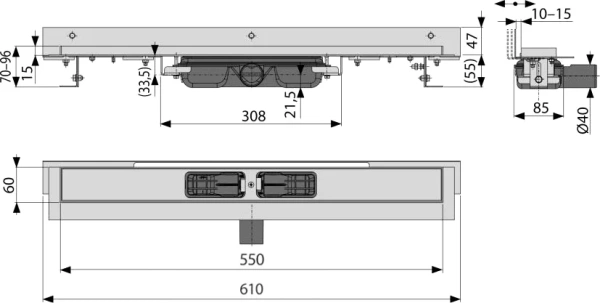 душевой лоток alcaplast apz104-550 без решетки