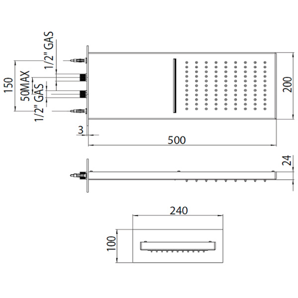 верхний душ bossini manhattan i00570.073 черный матовый