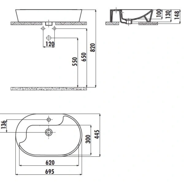 раковина накладная creavit topic 70 tp172-00cb00e-ak00 золото