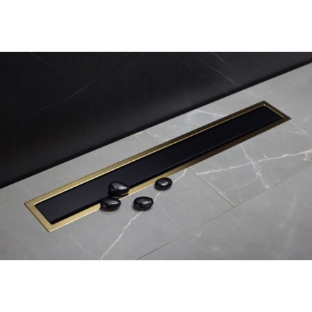 душевой канал 300 мм pestan confluo premium black glass gold line 13100113