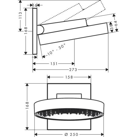 верхний душ hansgrohe rainfinity 250 1jet 26226000