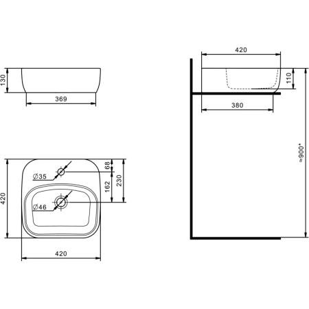 раковина 42x42 см акватон одри 1wh501709