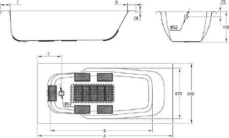 стальная ванна blb atlantica hg b80j 180x80 с отверстиями для ручек без гидромассажа с шумоизоляцией