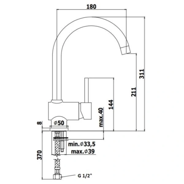 смеситель paffoni stick sk180cr для кухни, хром глянцевый