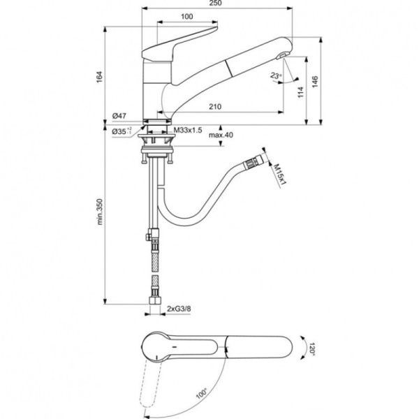 смеситель для кухни ideal standard ceraflex bc143aa