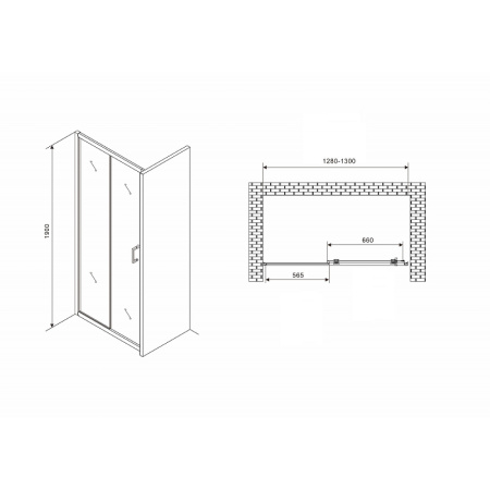 душевая дверь abber schwarzer diamant 130 ag30130b5 профиль черный стекло прозрачное